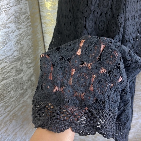 Loft Women’s Alluring Mixed Lace Black Flare Dress Size 4 - Picture 6 of 16